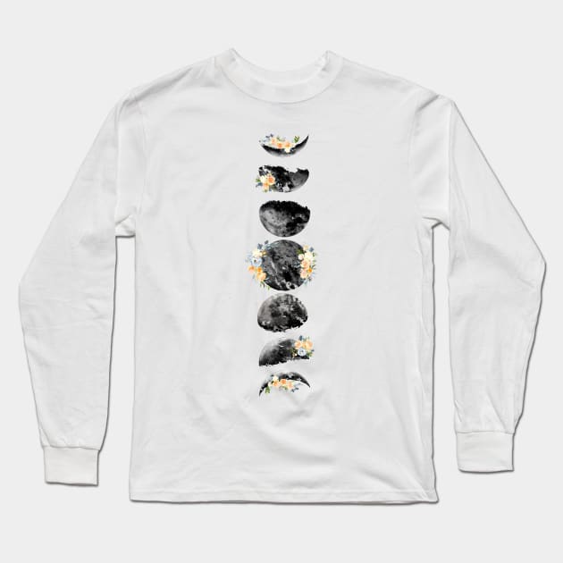 Moon Phases Long Sleeve T-Shirt by erzebeth